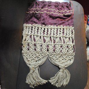 Unique Antique Victorian or Edwardian Silk / Linen and Macramé Purse